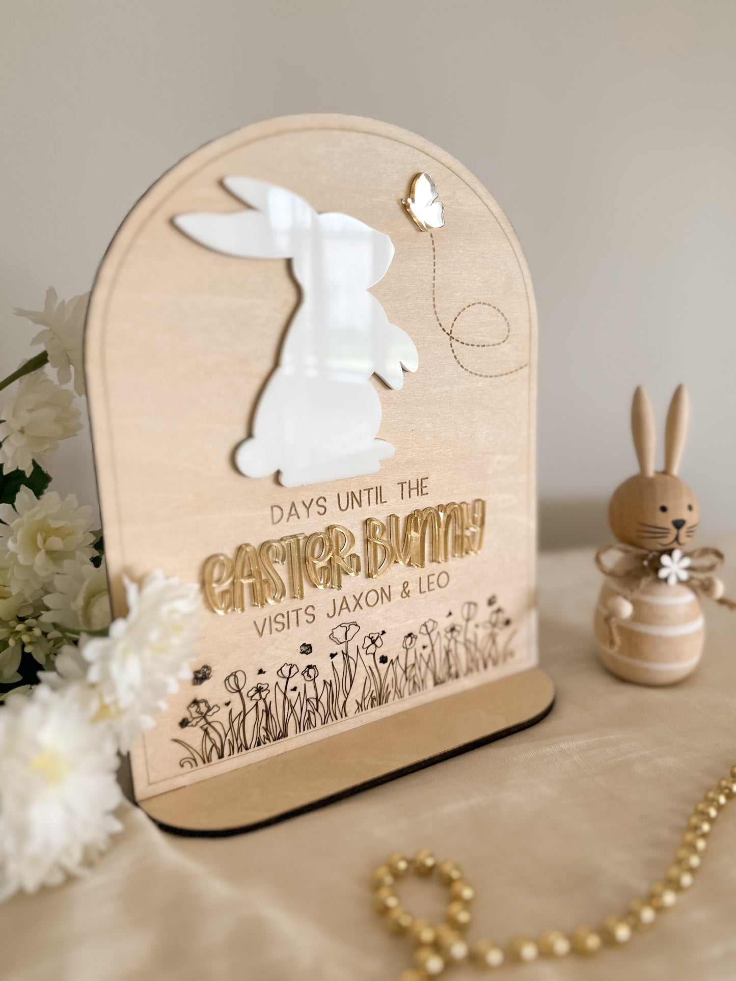 Personalised Easter Countdown Sign | Days Until Easter Stand | Wooden & Acrylic Kids’ Easter Sign