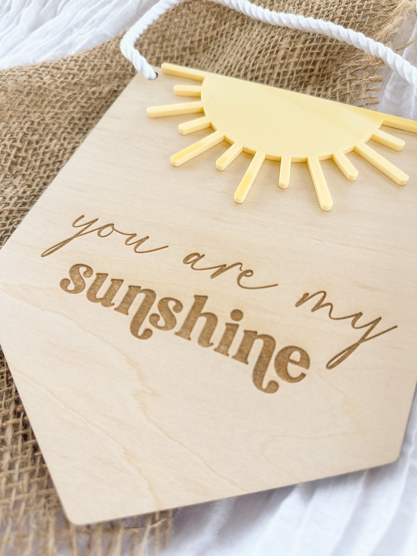 You Are My Sunshine Wall Decor | Kids Wooden Flag Sign | Bedroom Nursery Art