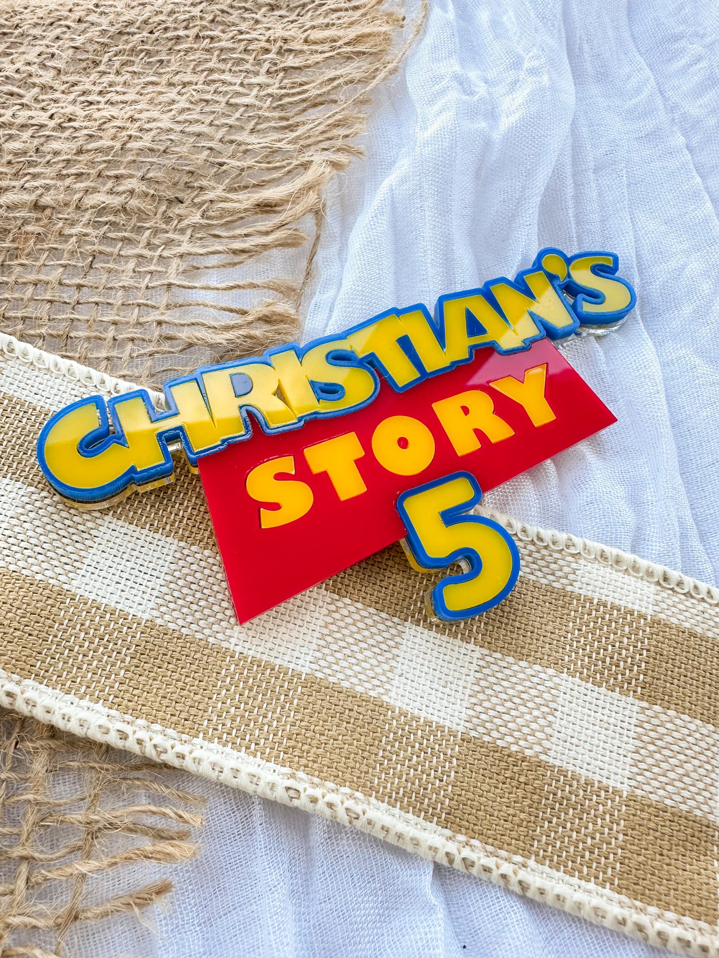 Personalised Toy Story Cake Topper | Kids Birthday Party Acrylic Decoration