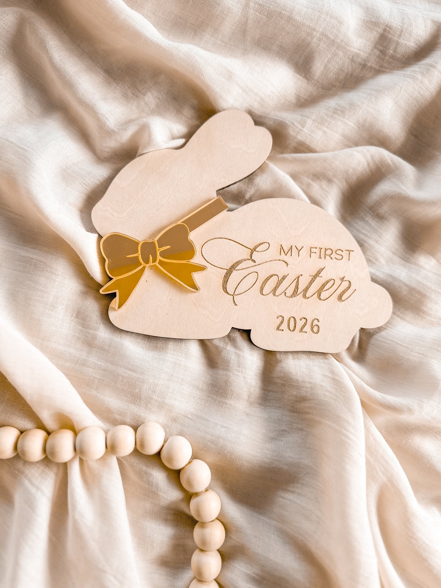 Personalised First Easter Wooden & Acrylic Plaque | Custom Kids’ Easter Bunny Keepsake