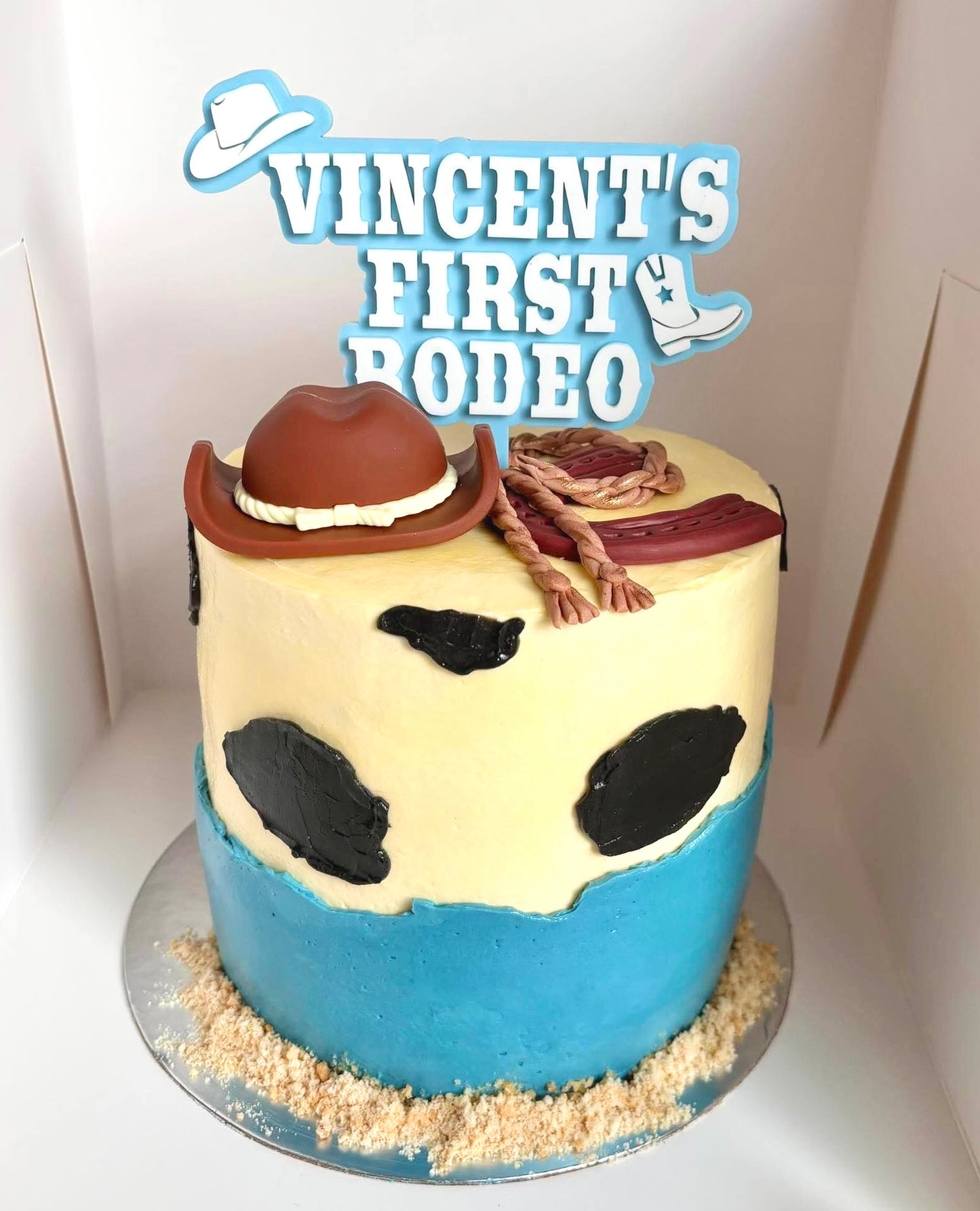 First Rodeo Cake Topper | Personalised First Birthday Double Layer Acrylic | Cowboy Cowgirl