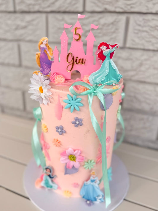 Personalised Princess Castle Acrylic Cake Topper | Girls Birthday Cake Topper
