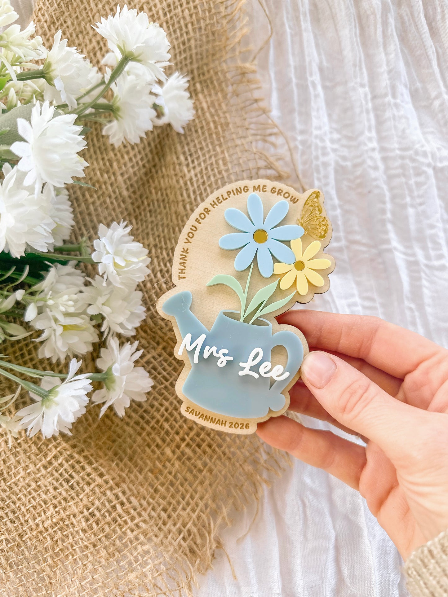 Personalised Floral Fridge Magnet | Custom Teacher Educator Gift