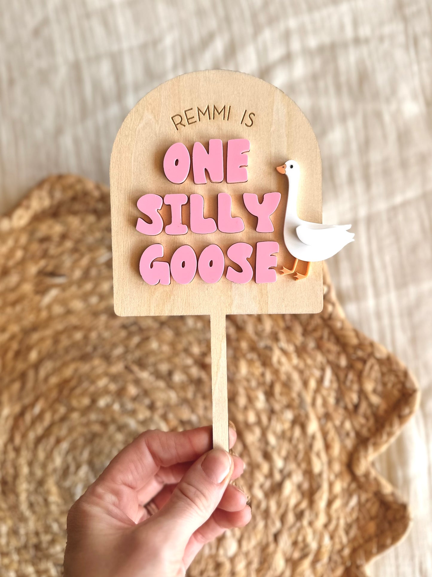 One Silly Goose Birthday Cake Topper | Personalised First Birthday Topper