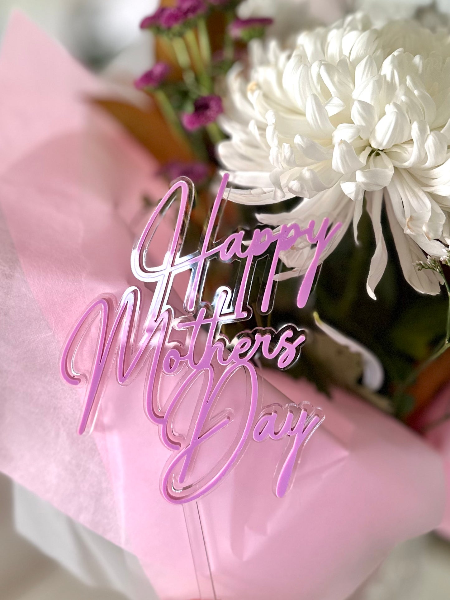 Happy Mother’s Day Cake Topper | Double Layer Acrylic Topper for Mum