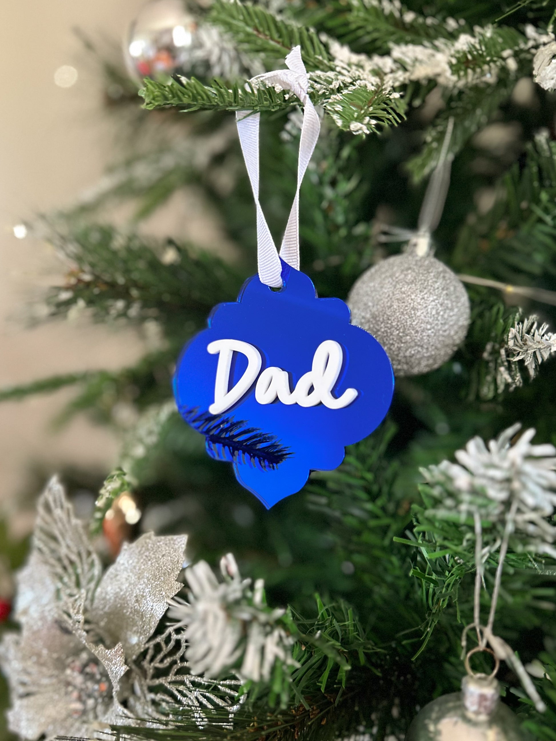 Personalised Name Christmas Metallic Ornament | Double Layered Acrylic Dad
