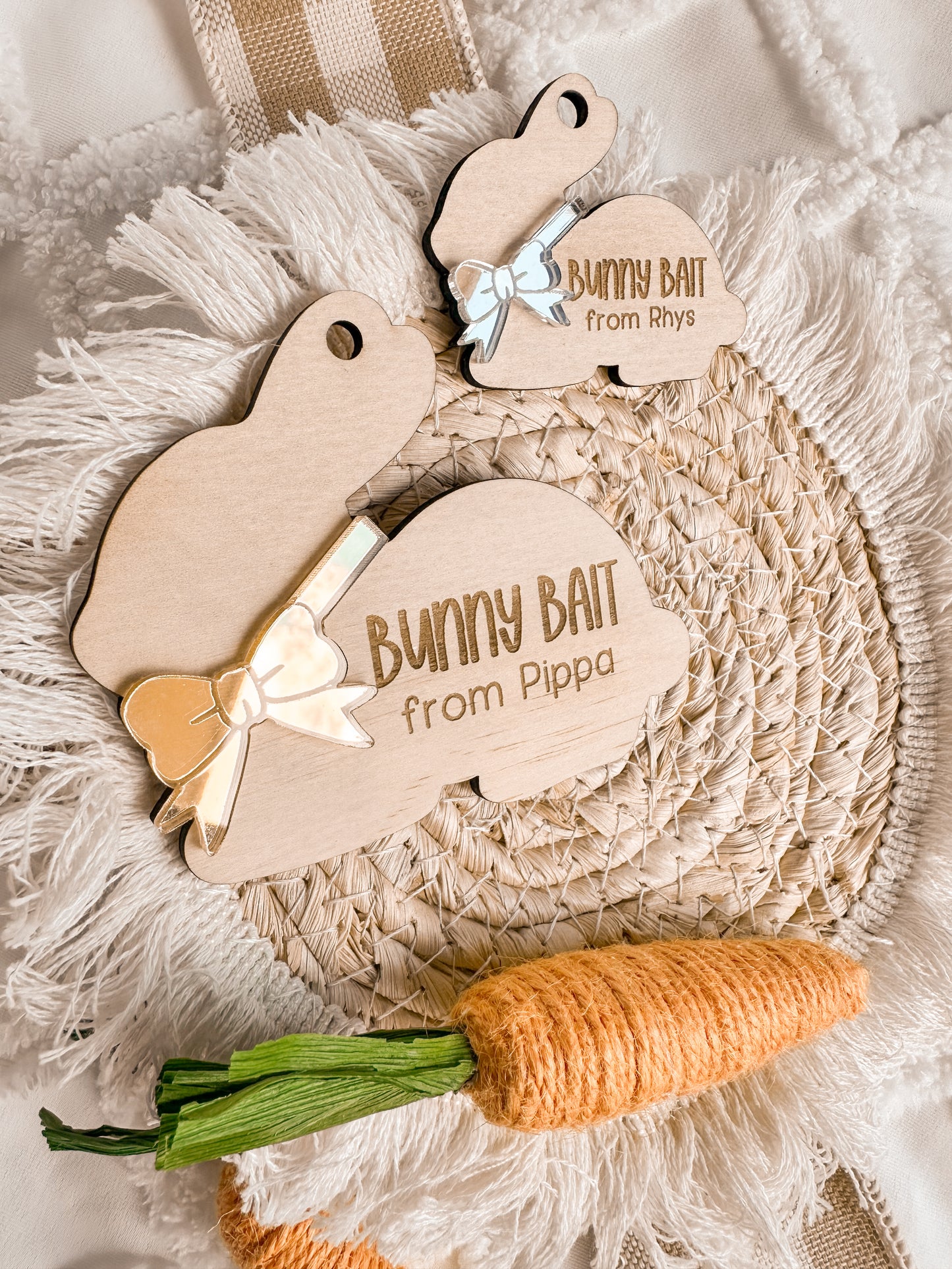 Personalised Bunny Bait Kit | Easter Bunny Bait Wooden Tag | Easter Eve Activity for Kids | Easter Tradition Gift
