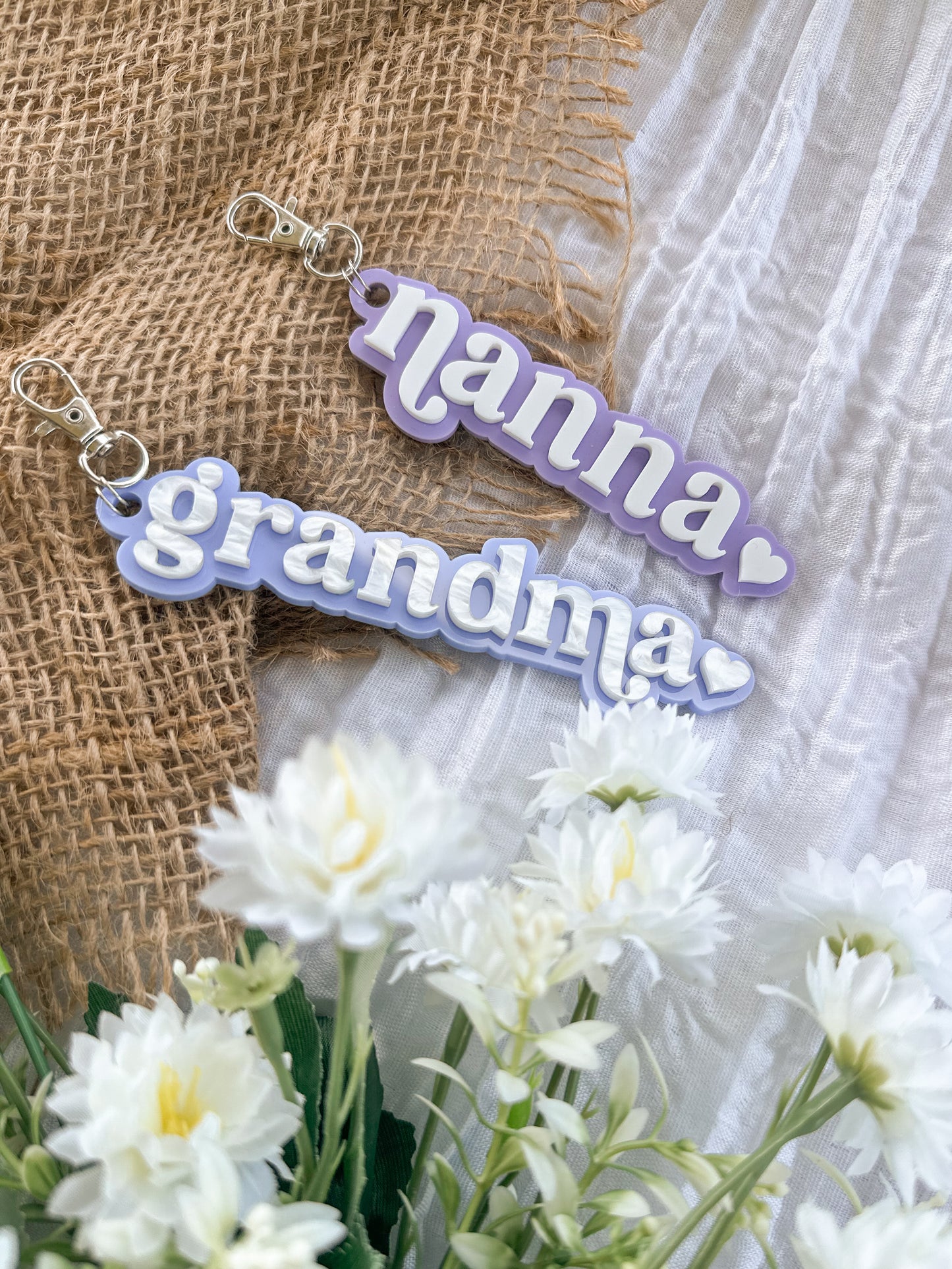 Personalised Acrylic Keyring | Custom Gift for Mum Grandma Nan