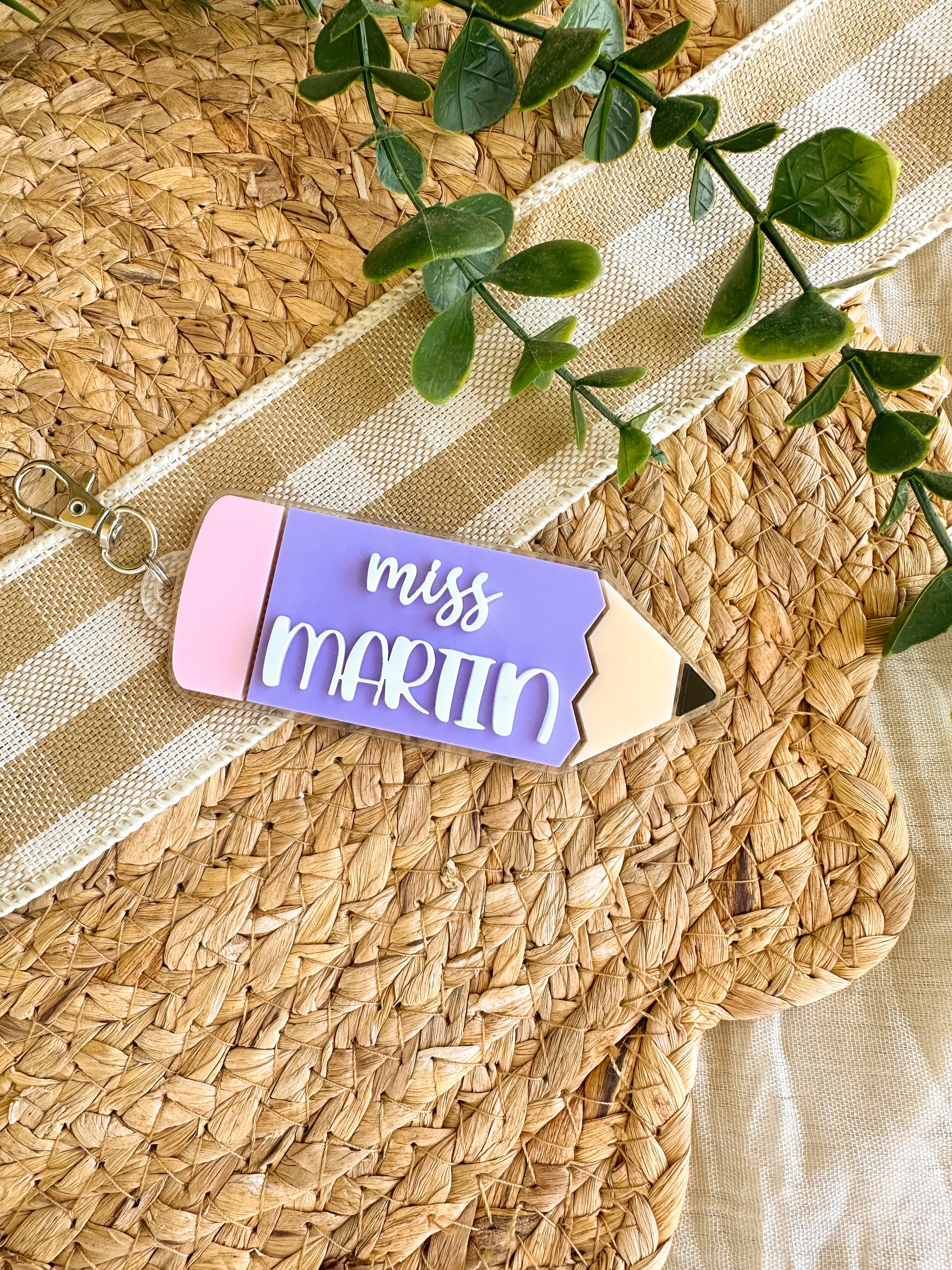 acrylic pencil-themed keyring teacher gift Educator gift for end of term