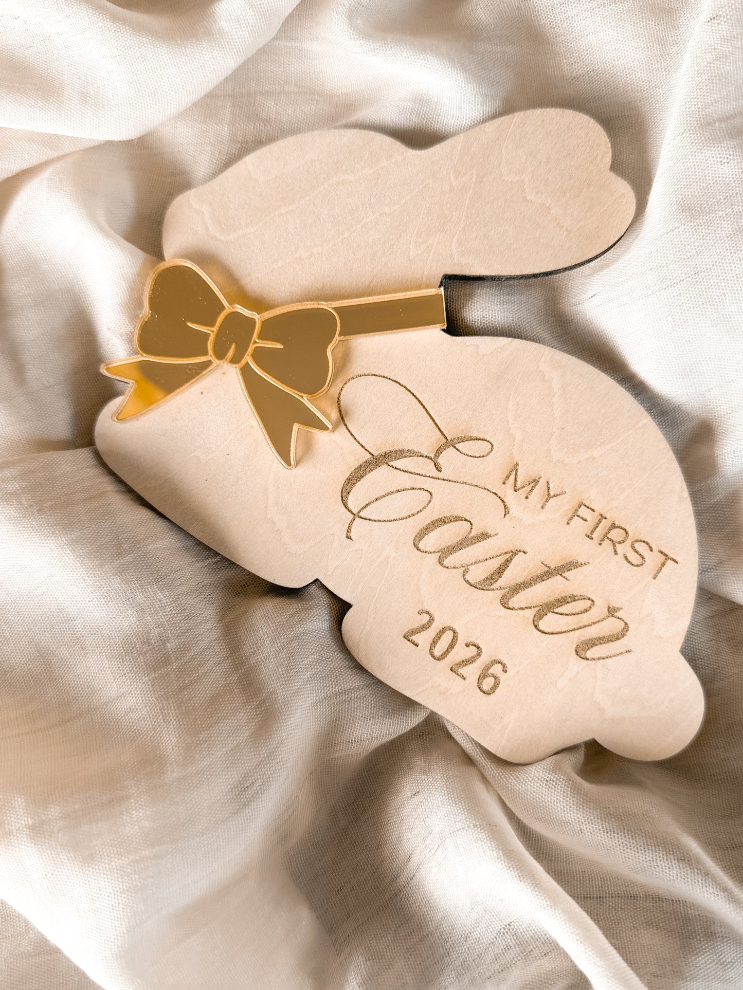 Personalised First Easter Wooden & Acrylic Plaque | Custom Kids’ Easter Bunny Keepsake