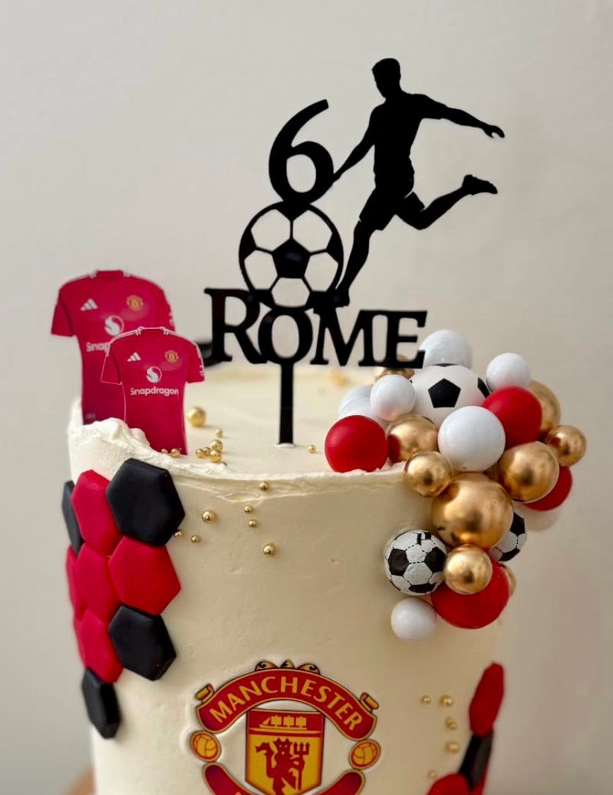 Personalised Soccer Cake Topper | Custom Football Birthday Cake Decoration