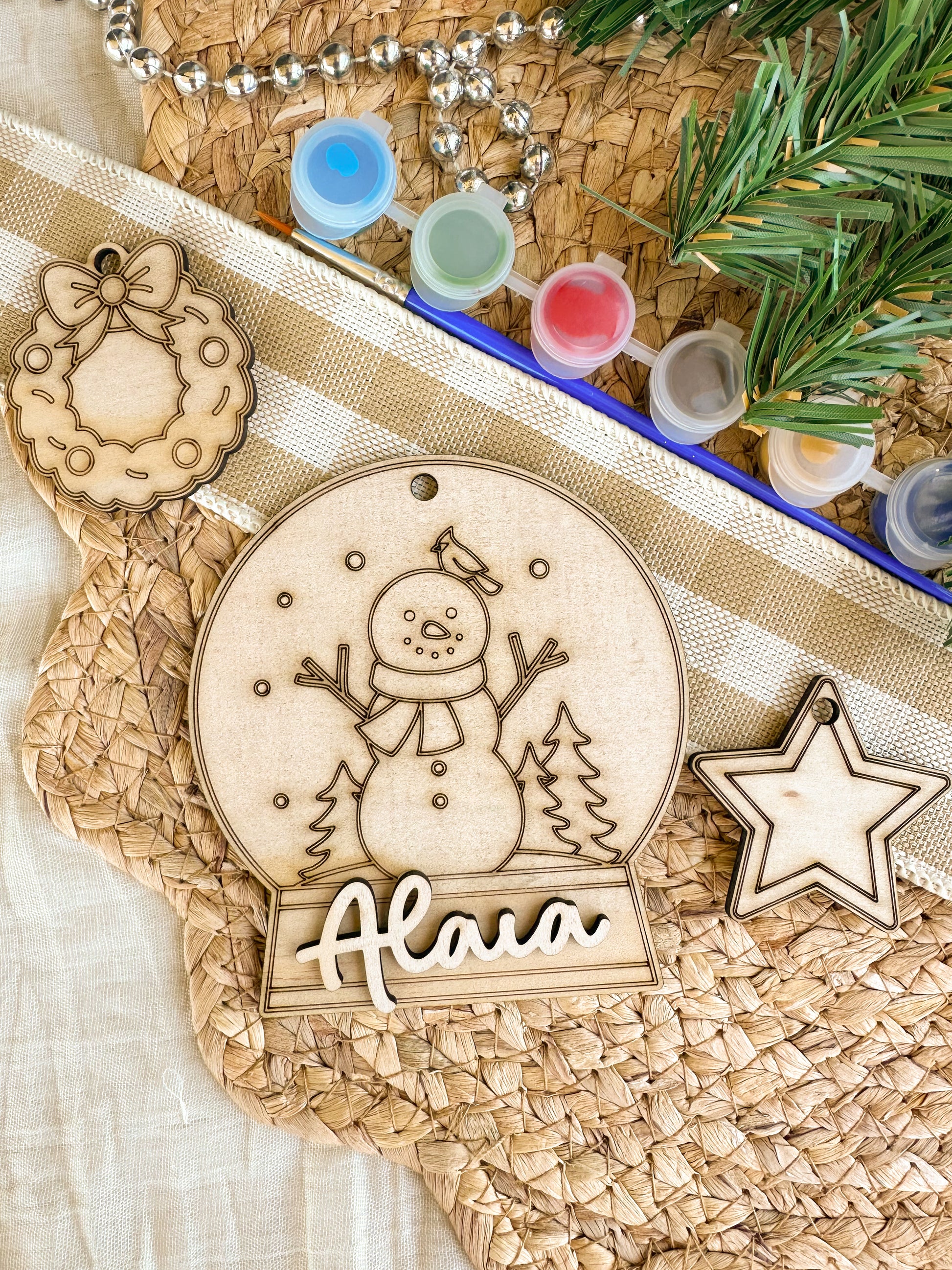 Personalised Wooden Christmas Ornament Paint Kit