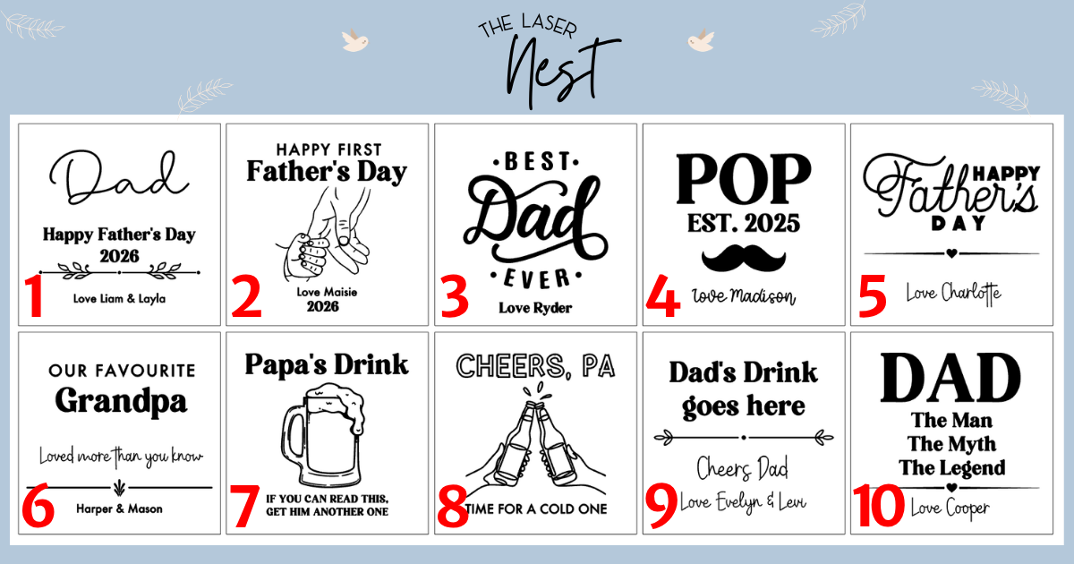 Personalised Engraved Slate Coaster | Custom Gift for Dad Grandpa Pop Papa Daddy | Fathers Day Present