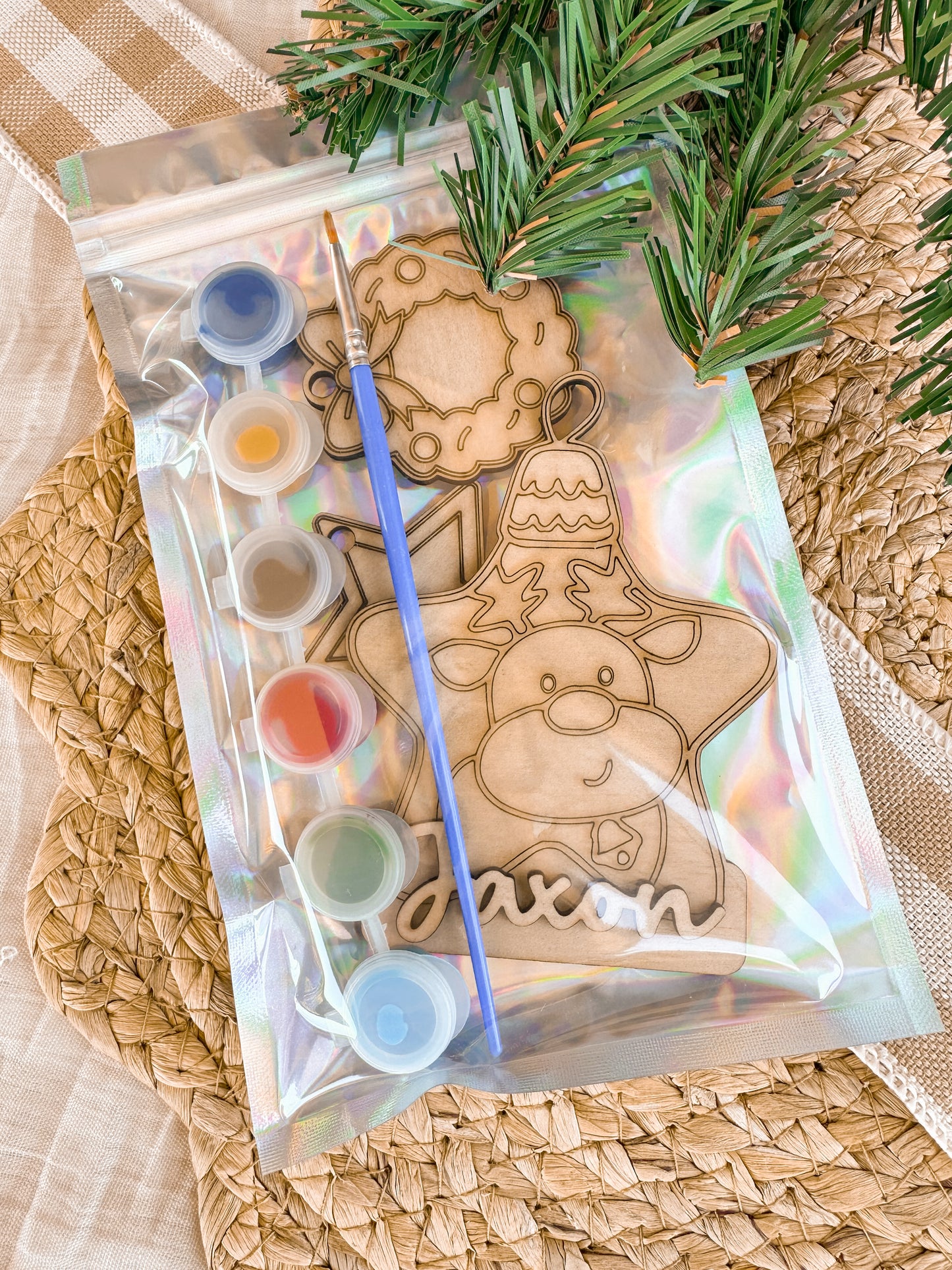 Personalised Wooden Christmas Ornament Paint Kit