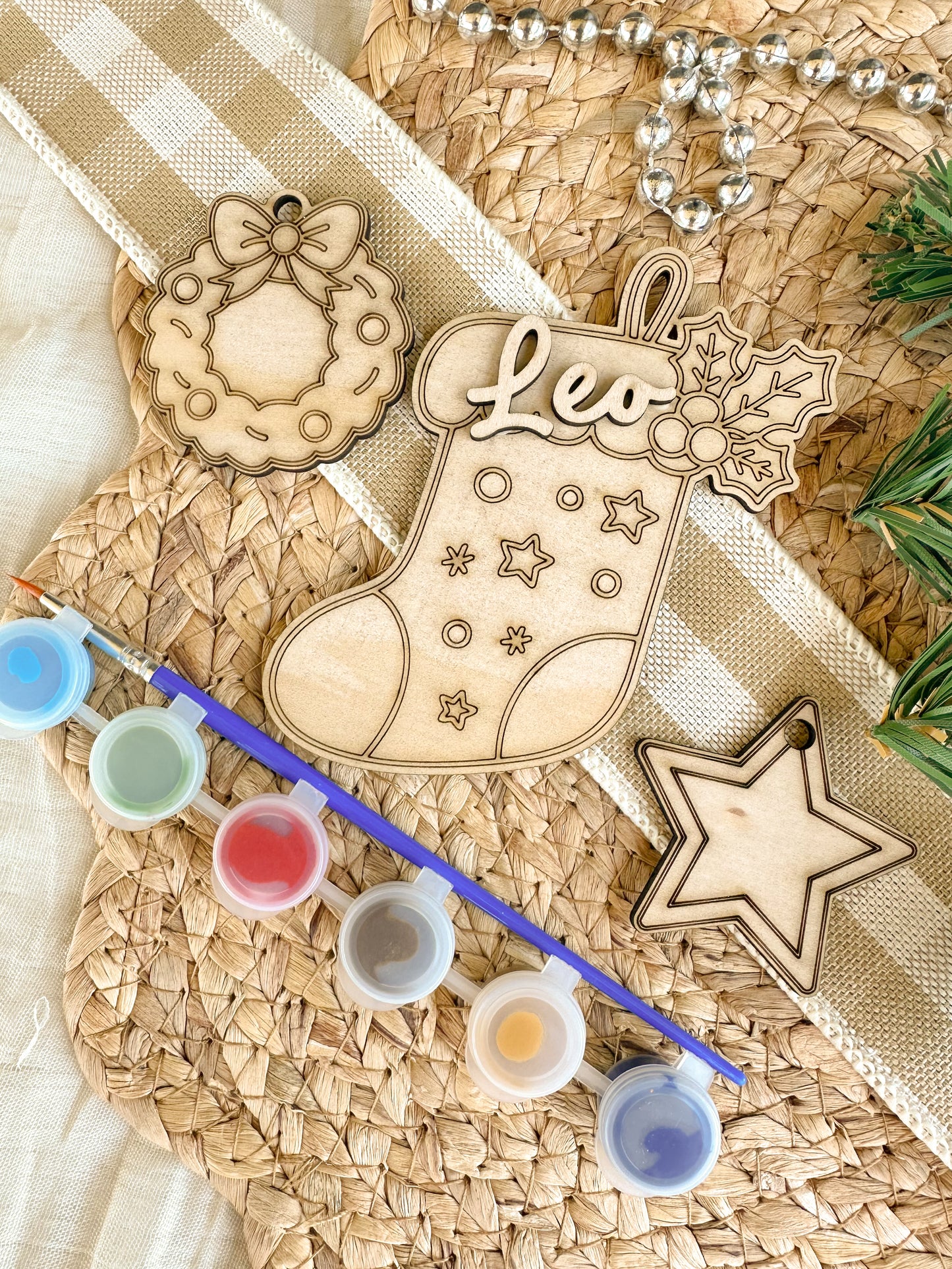 Personalised Wooden Christmas Ornament Paint Kit