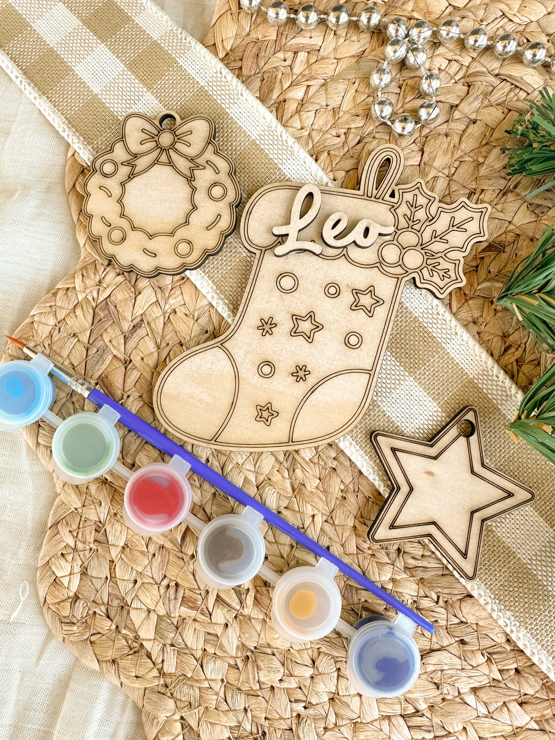 Personalised Wooden Christmas Ornament Paint Kit