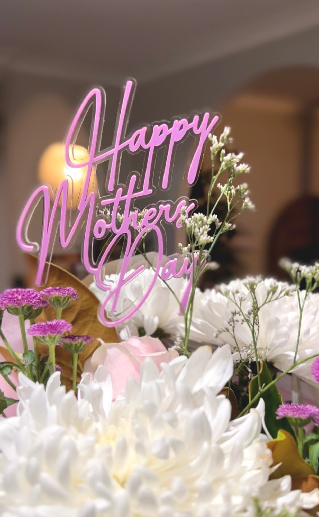 Happy Mother’s Day Cake Topper | Double Layer Acrylic Topper for Mum