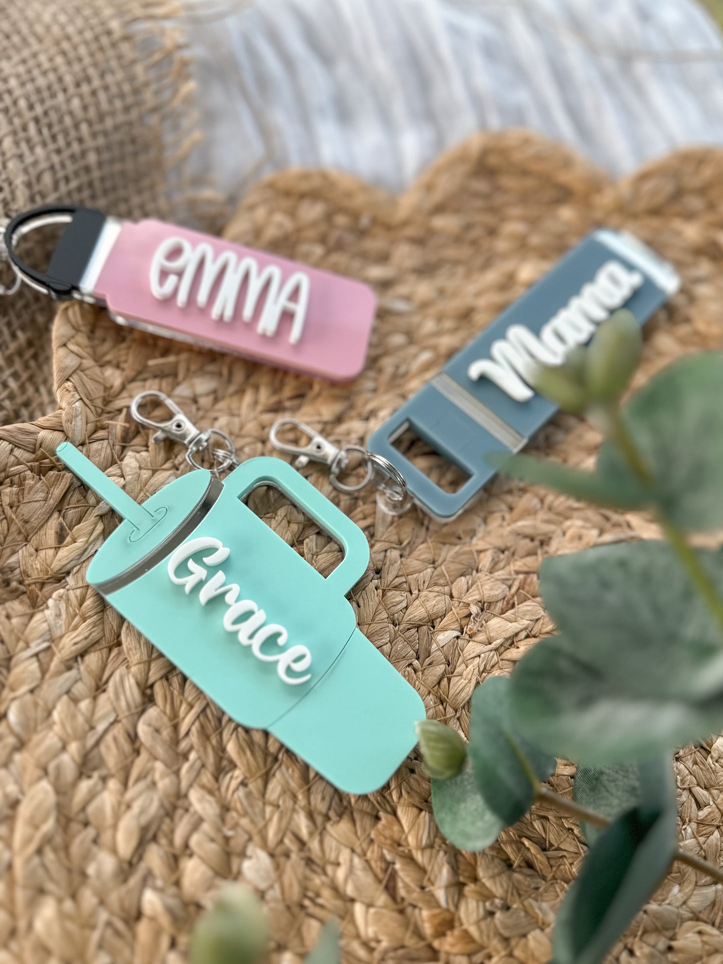 Personalised Acrylic Name Keyring | Custom Tumbler & Water Bottle Keychain