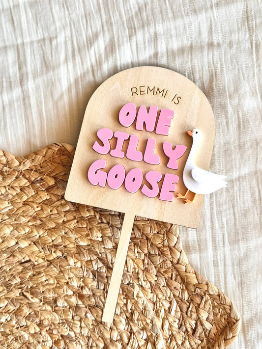 One Silly Goose Birthday Cake Topper | Personalised First Birthday Topper