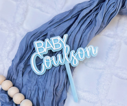 personalised baby shower cake topper, baby cake topper, new baby, baby shower decor, acrylic baby cake topper