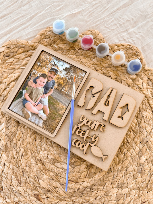 Father's Day gift for Dad, painting kit for kids, paint set, wooden photo frame, paintbrush, christmas gift for dad