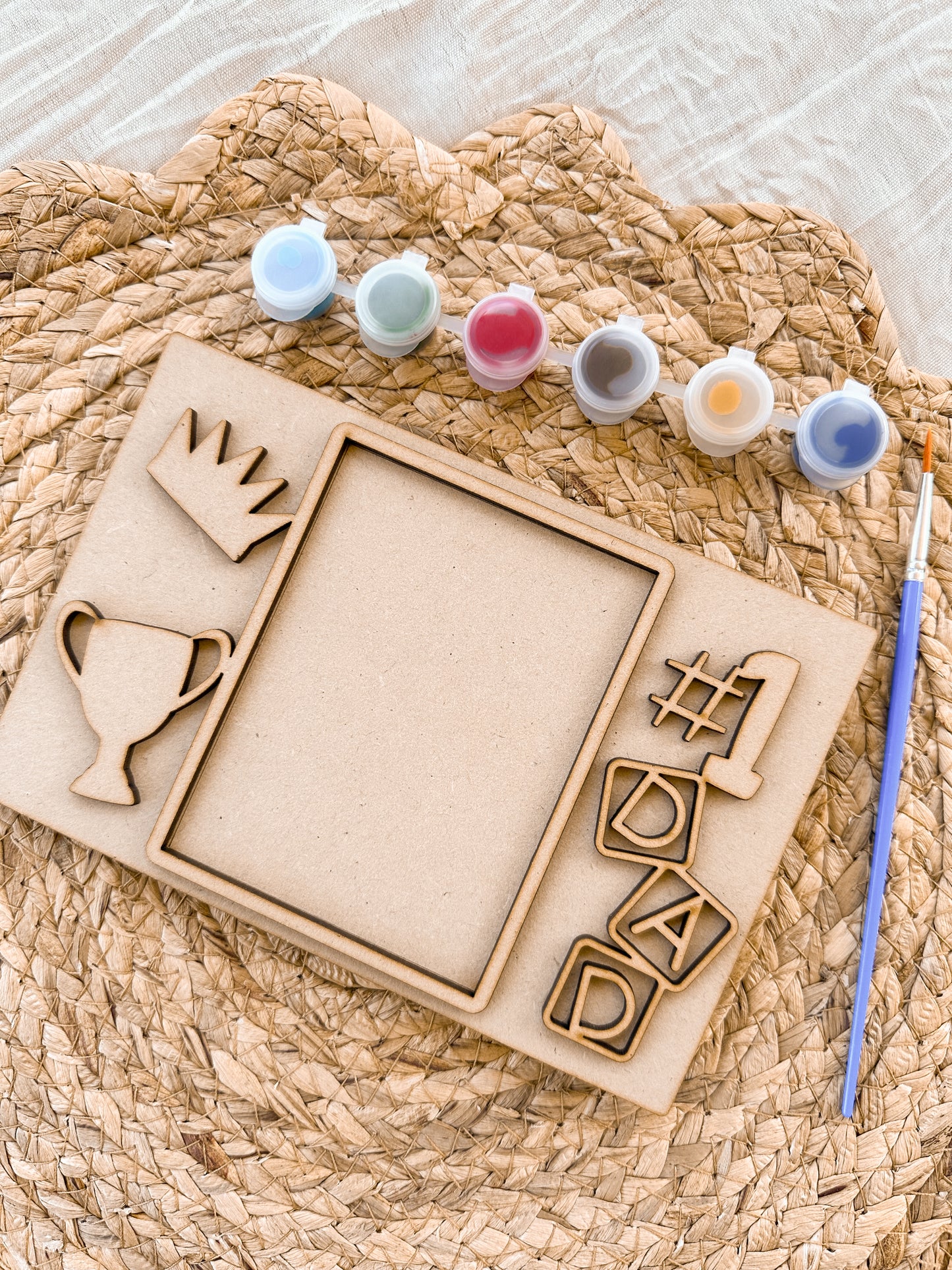 Father's Day gift for Dad, painting kit for kids, paint set, wooden photo frame, paintbrush, christmas gift for dad
