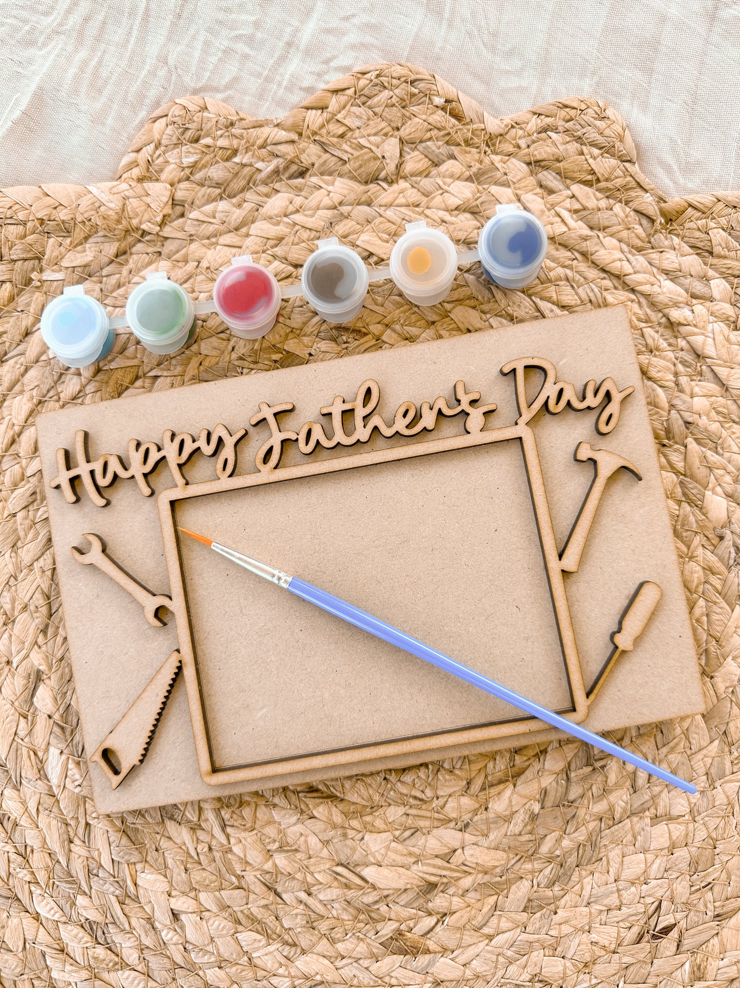 Father's Day gift for Dad, painting kit for kids, paint set, wooden photo frame, paintbrush, christmas gift for dad