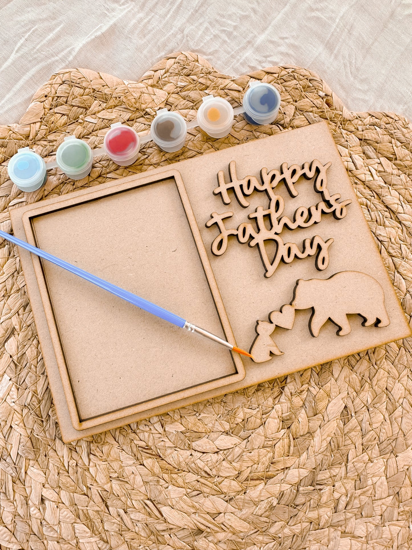 Father's Day gift for Dad, painting kit for kids, paint set, wooden photo frame, paintbrush, christmas gift for dad
