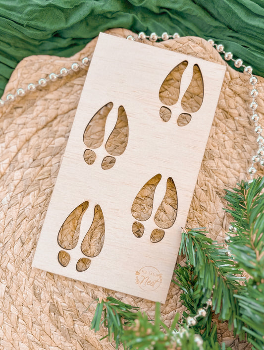 Reindeer Footprint Stencil - Wooden Christmas Hoof Print Maker