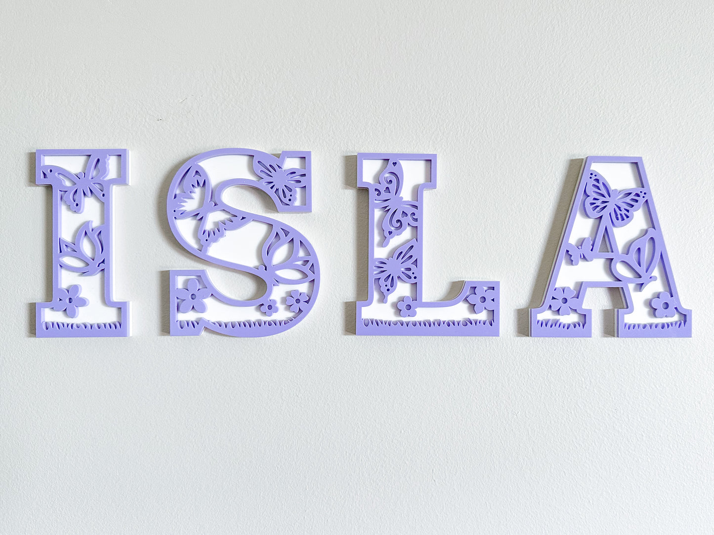 Decorative butterfly and floral letters for girls room nursery wall