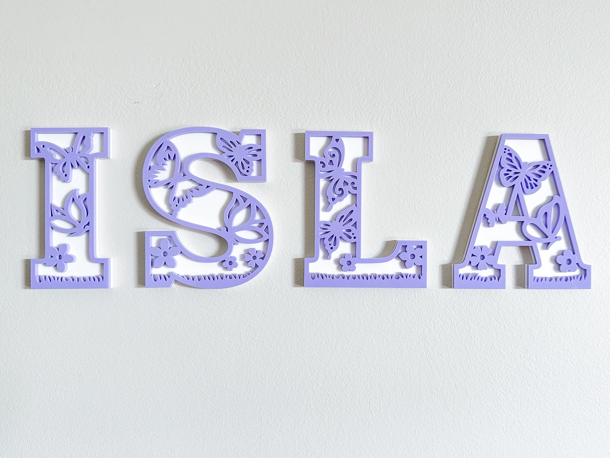 Decorative butterfly and floral letters for girls room nursery wall