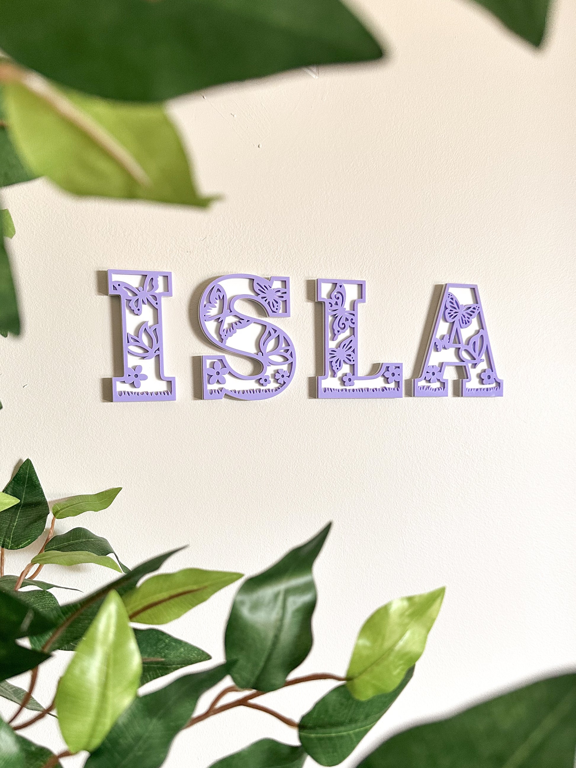 Decorative butterfly and floral letters for girls room nursery wall