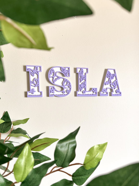 Decorative butterfly and floral letters for girls room nursery wall