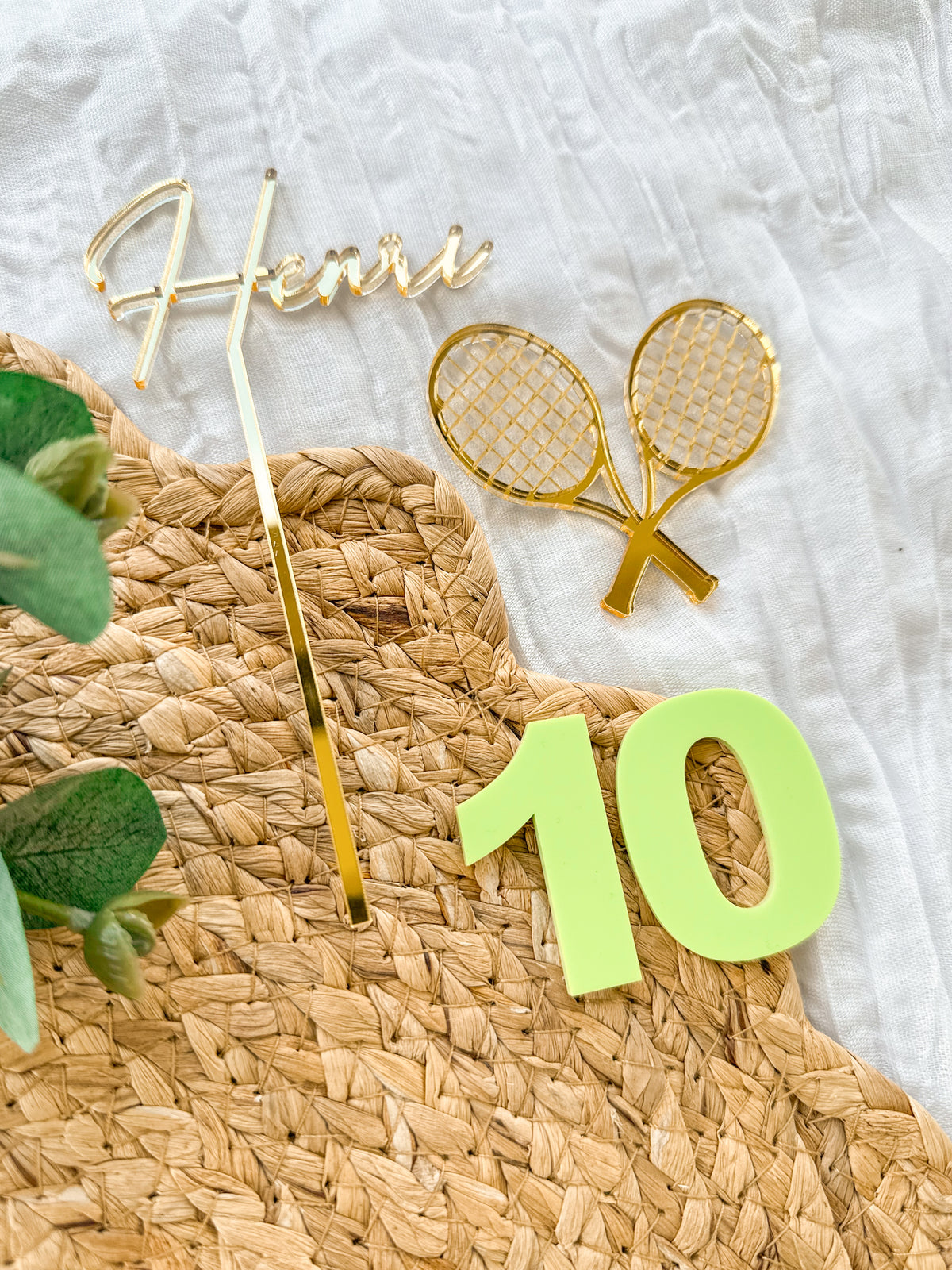 Personalised Tennis Cake Topper Set | Tennis Birthday Decorations | Acrylic Sports Decor