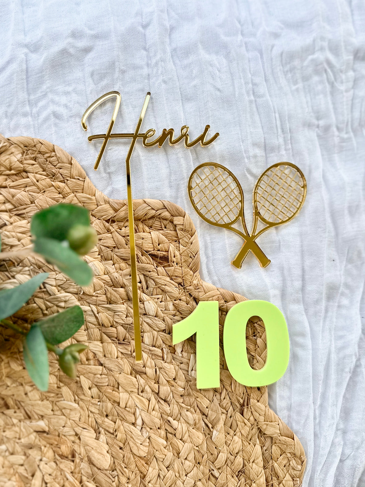 Personalised Tennis Cake Topper Set | Tennis Birthday Decorations | Acrylic Sports Decor
