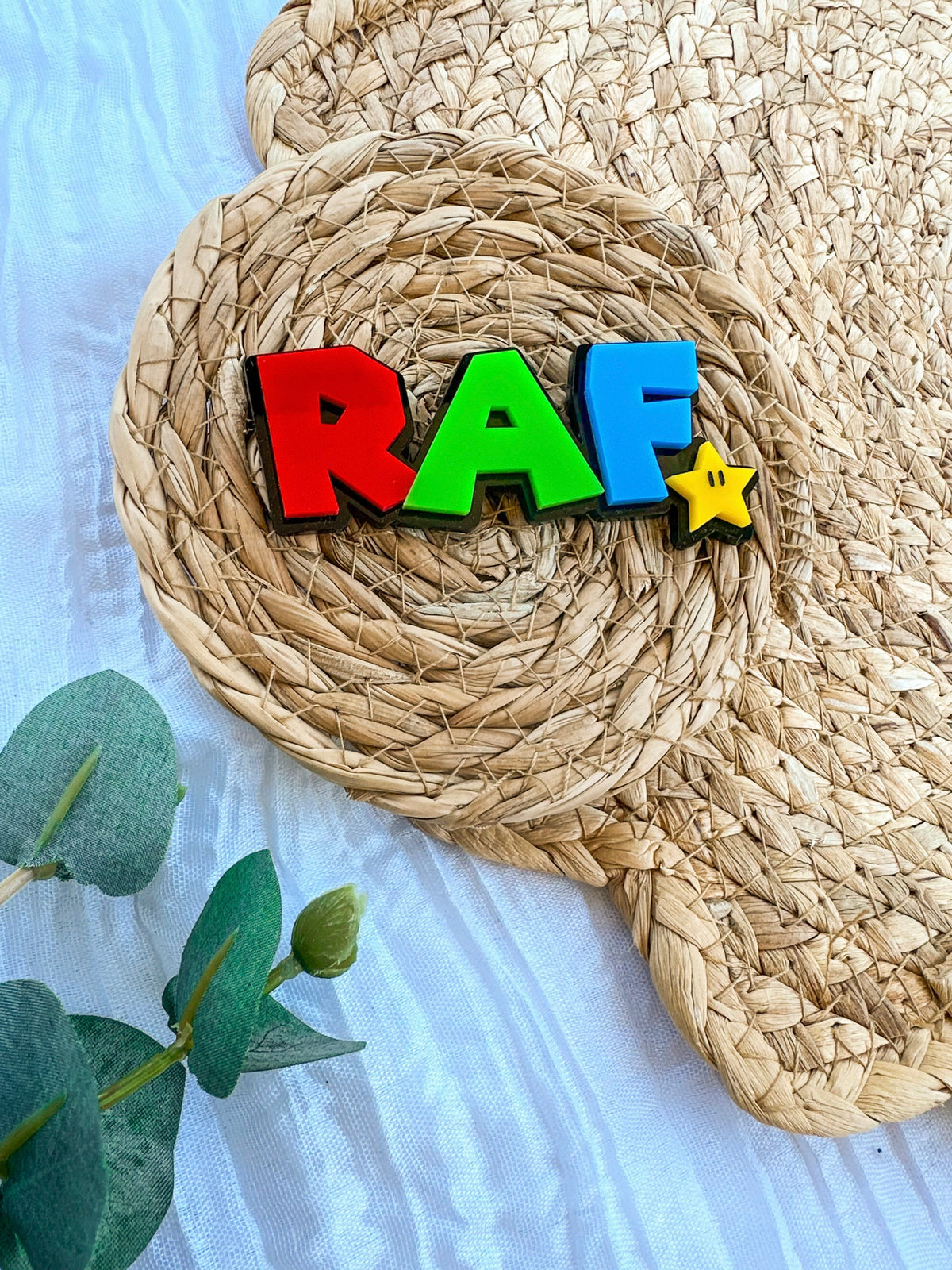Personalised Mario Cake Fropper | Double Layered Acrylic Name Topper | Gaming Birthday Cake Decoration