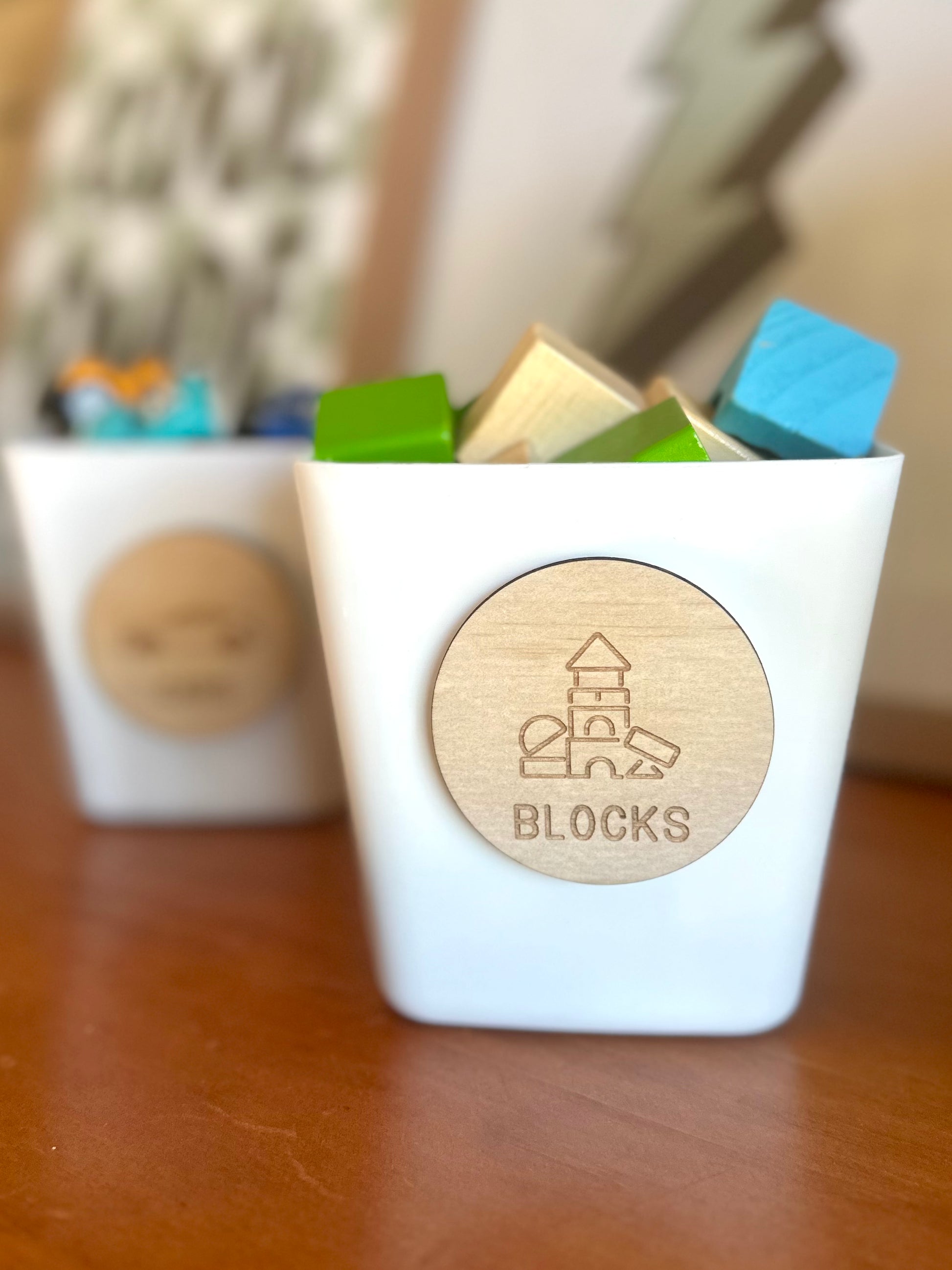 wooden toy storage labels