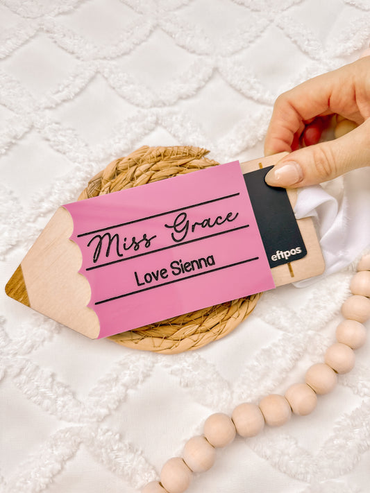 educator gift card holder, personalised acrylic wooden gift card display holder for teacher, custom end of year gift for childcare, educator, school teacher gift, teacher appreciation gift, thank you present for teacher