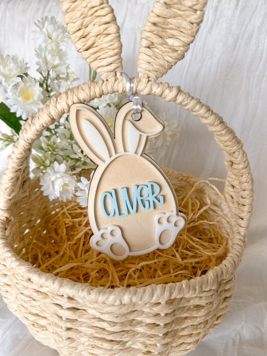 Egg Shaped Bunny Easter Basket Tag | Custom Kids’ Name Tags for Easter