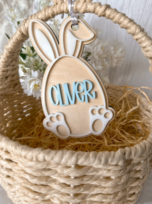 Egg Shaped Bunny Easter Basket Tag | Custom Kids’ Name Tags for Easter