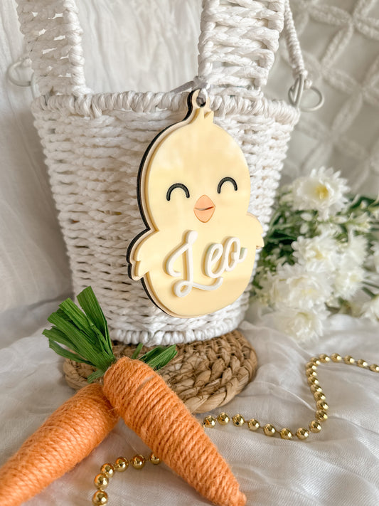 Baby Chick Acrylic Easter Basket Tag | Custom Kids’ Name Tags for Easter