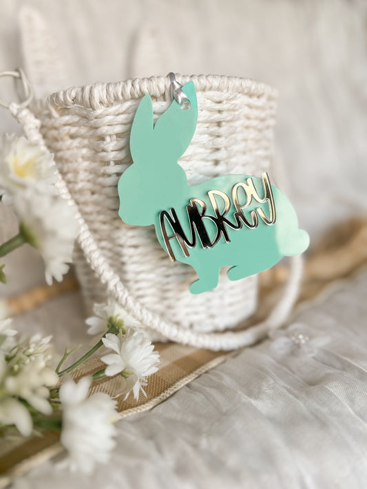 Rabbit Shaped Easter Basket Tag | Personalised Bunny Kids’ Name Tags for Easter