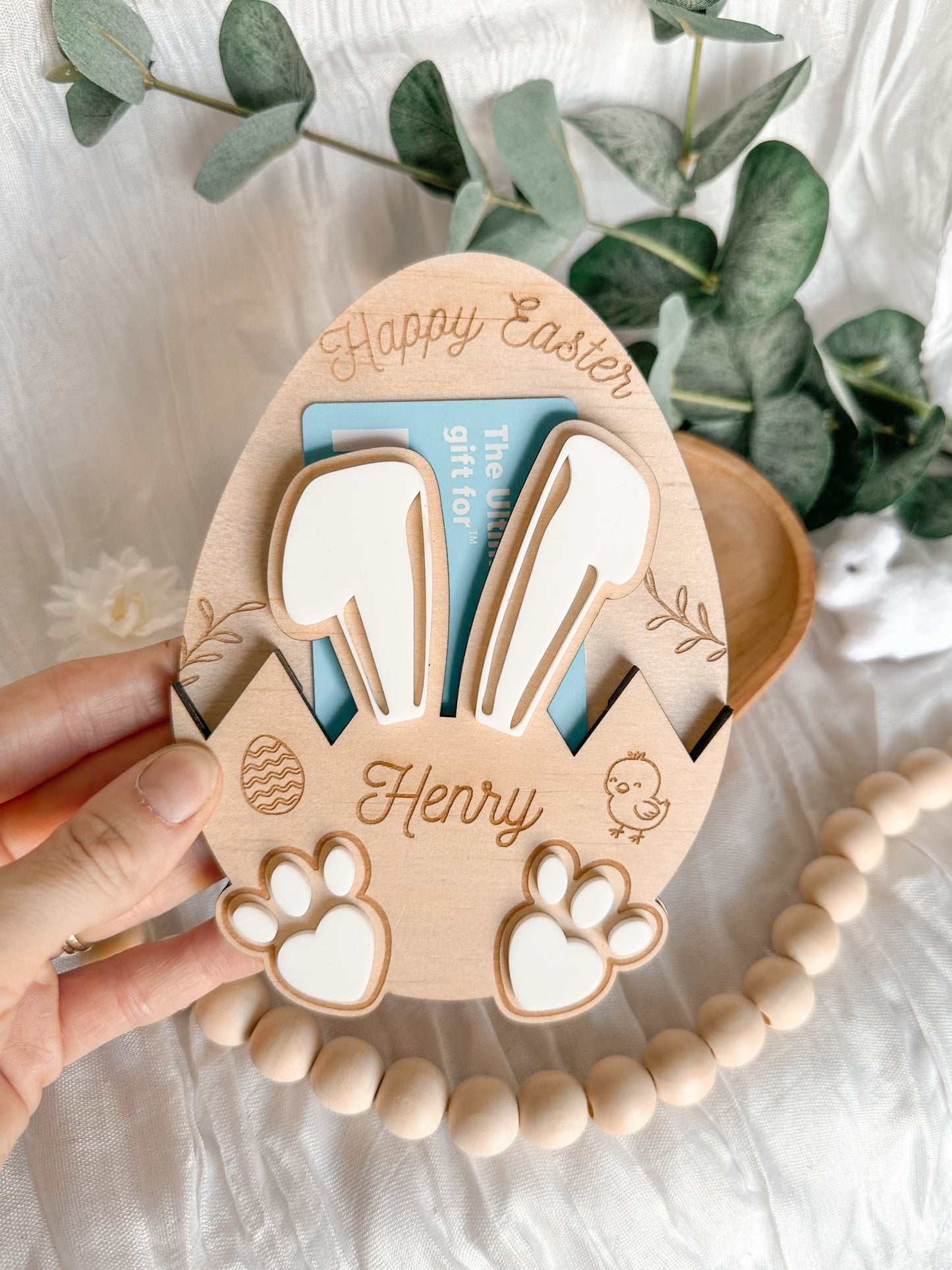 Personalised Easter Money or Gift Card Holder | Wooden Engraved & Acrylic Easter Gift
