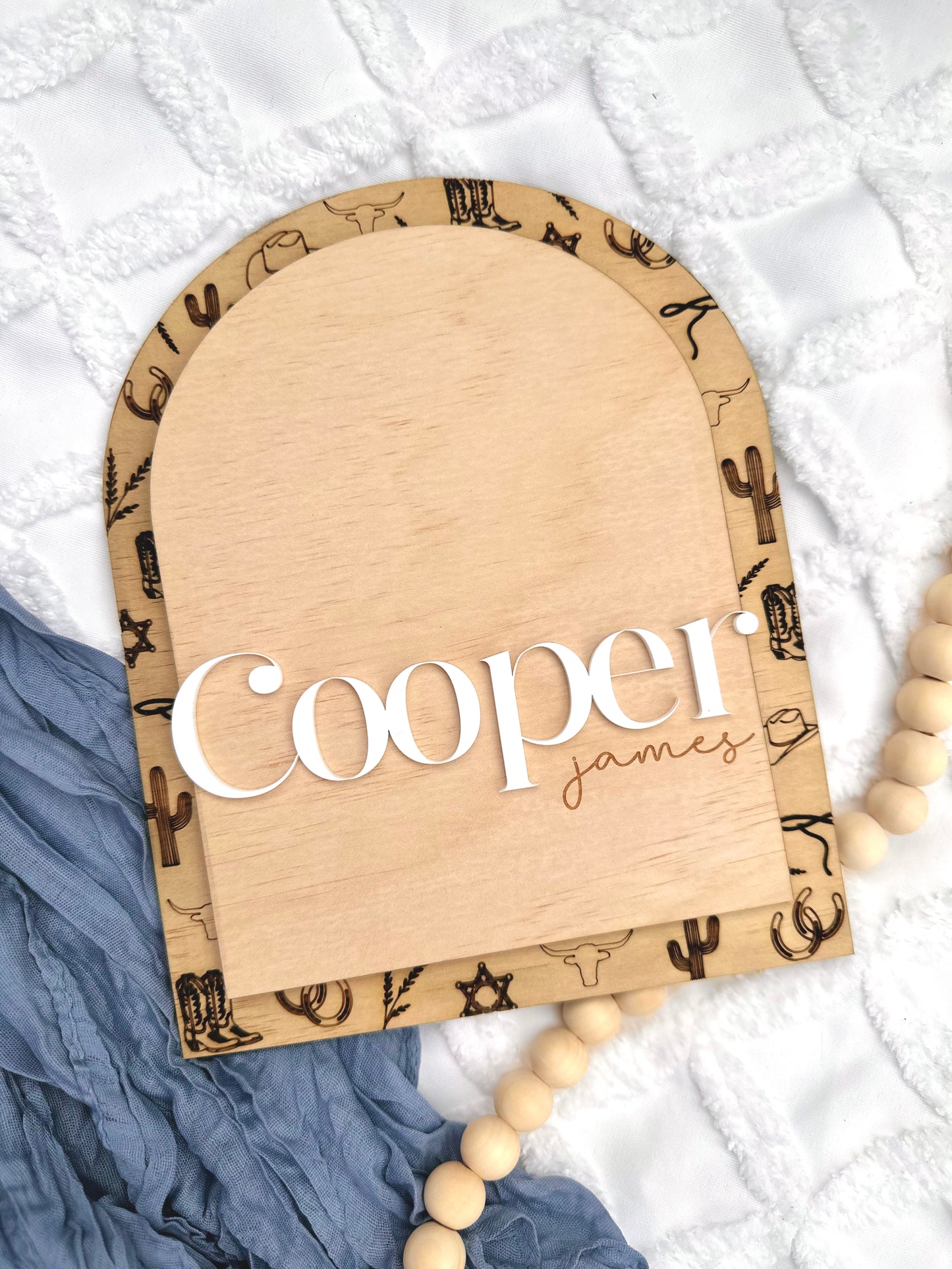 baby Wooden name plaque with personalised name and cowboy western design, cowboy boots and hat, horseshoes, for baby boy, nursery decor, baby shower, new baby gift, name birth announcement, boys room decor