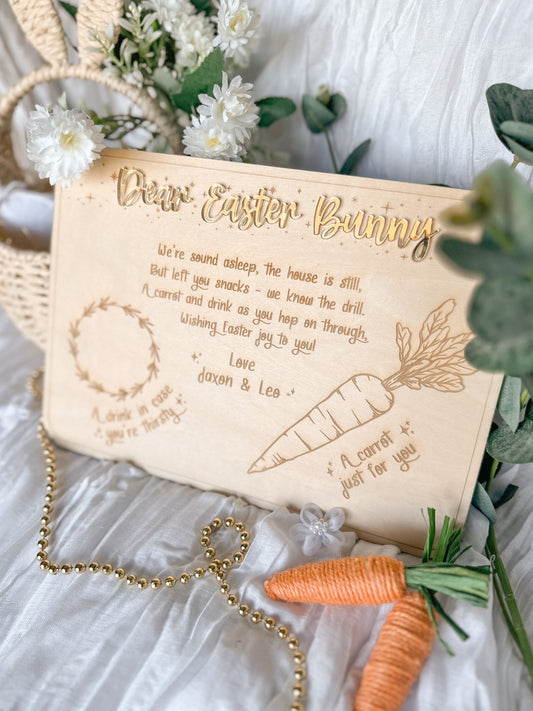 Personalised Easter Bunny Treat Board | Custom Engraved Kids’ Wooden Easter Gift
