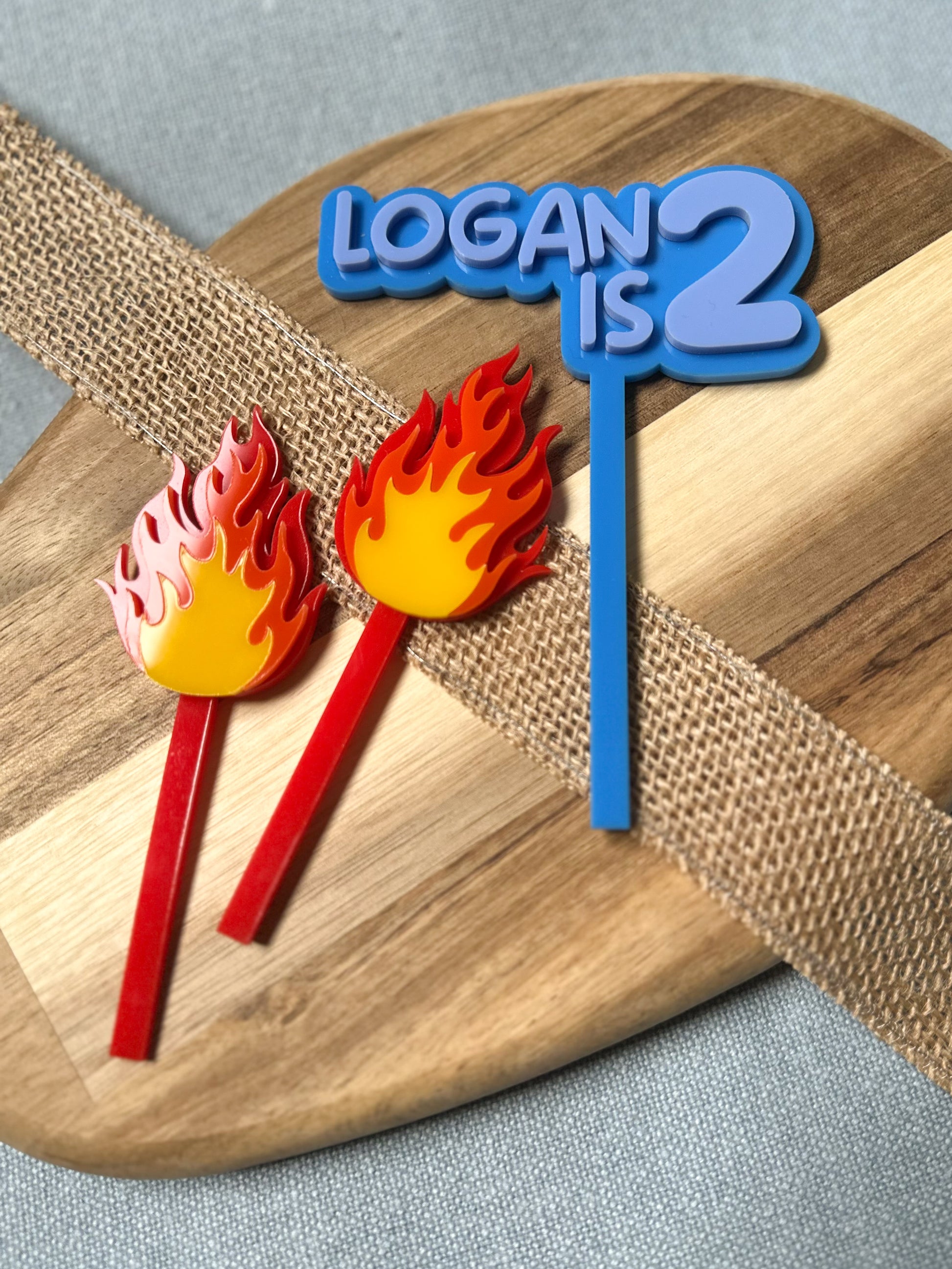 Personalised Monster Truck Cake Topper Set with Flames