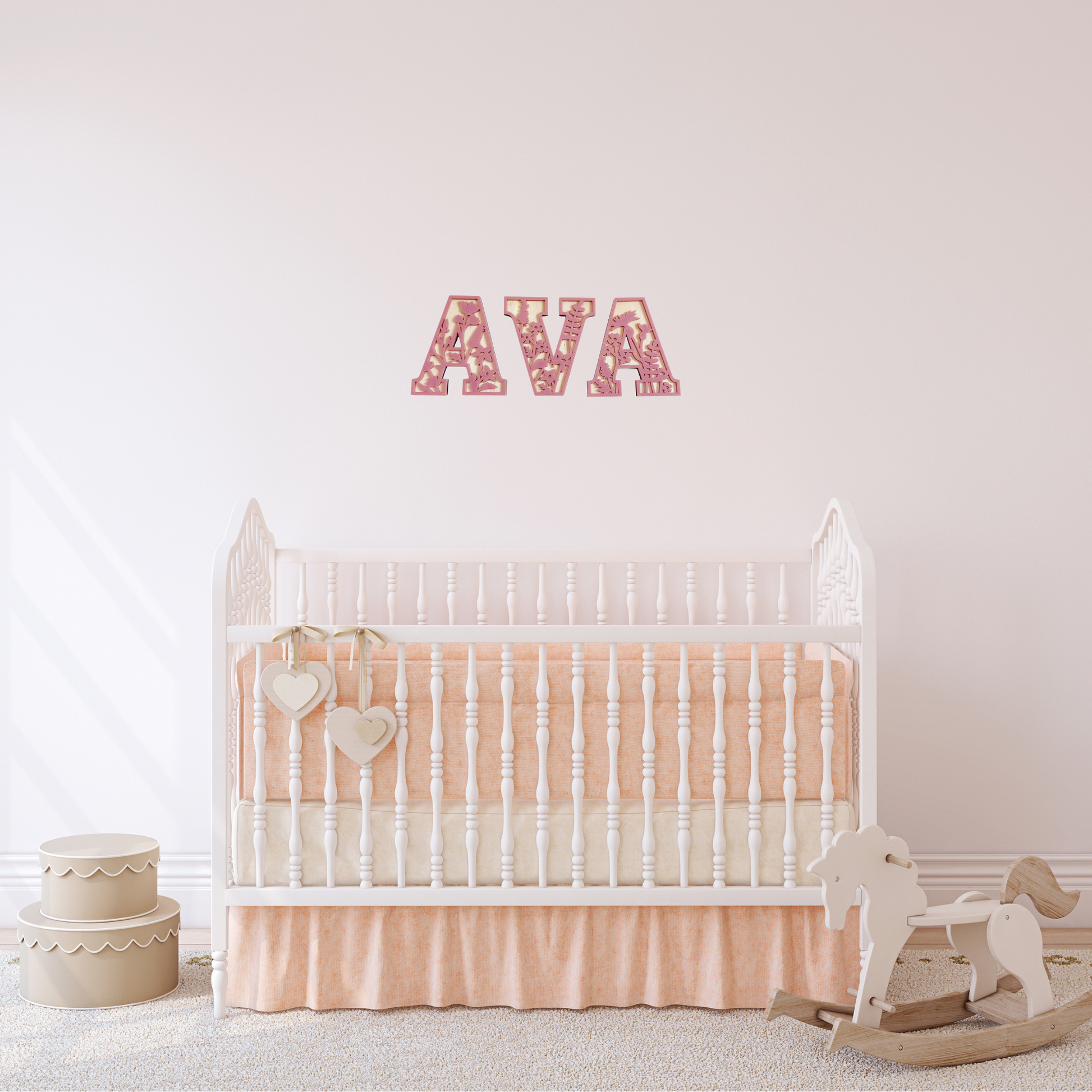 Girl's room decorative wall letters with wildflower floral flower theme, 3D layered acrylic and wood letters alphabet for personalised custom name