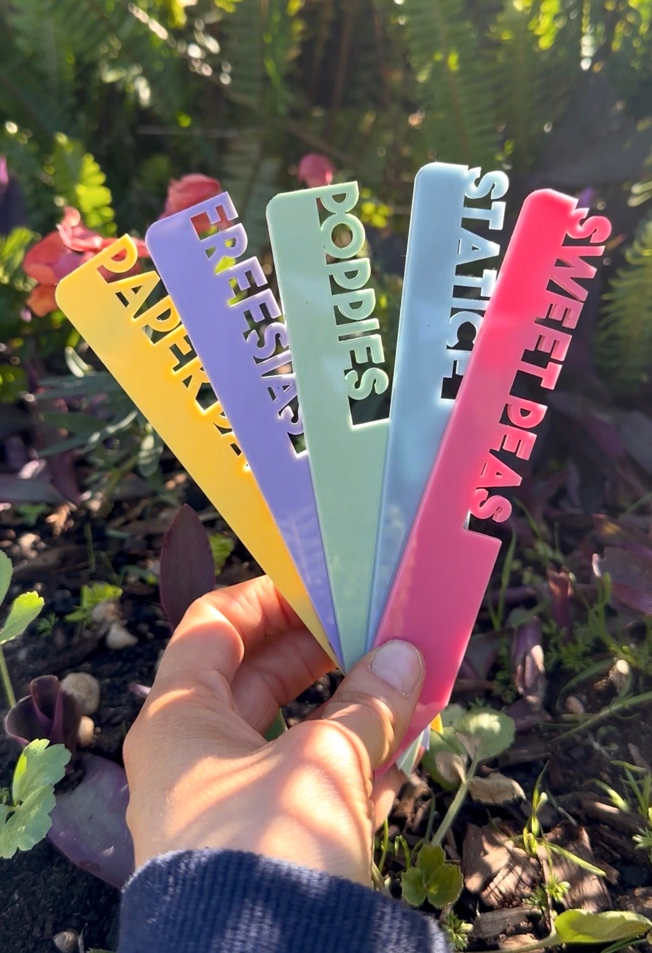Personalised Flower Markers | Custom Acrylic Plant Labels for Flowers, Bulbs & Garden Beds
