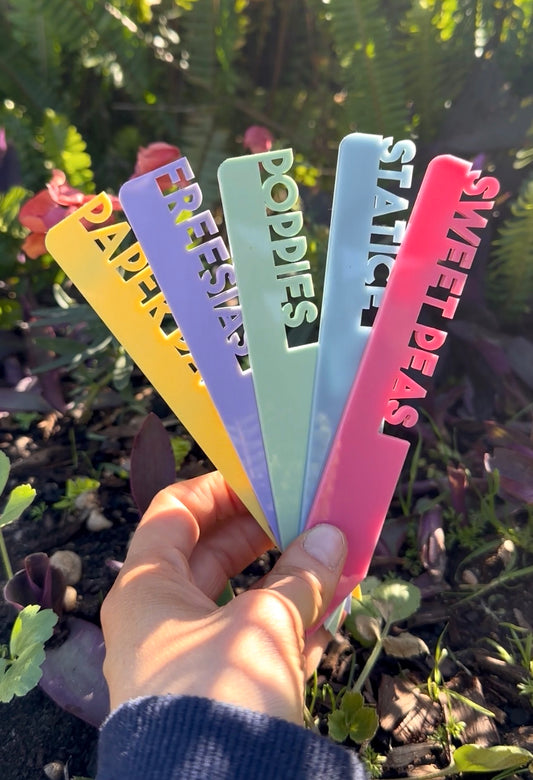 Personalised Flower Markers | Custom Acrylic Plant Labels for Flowers, Bulbs & Garden Beds