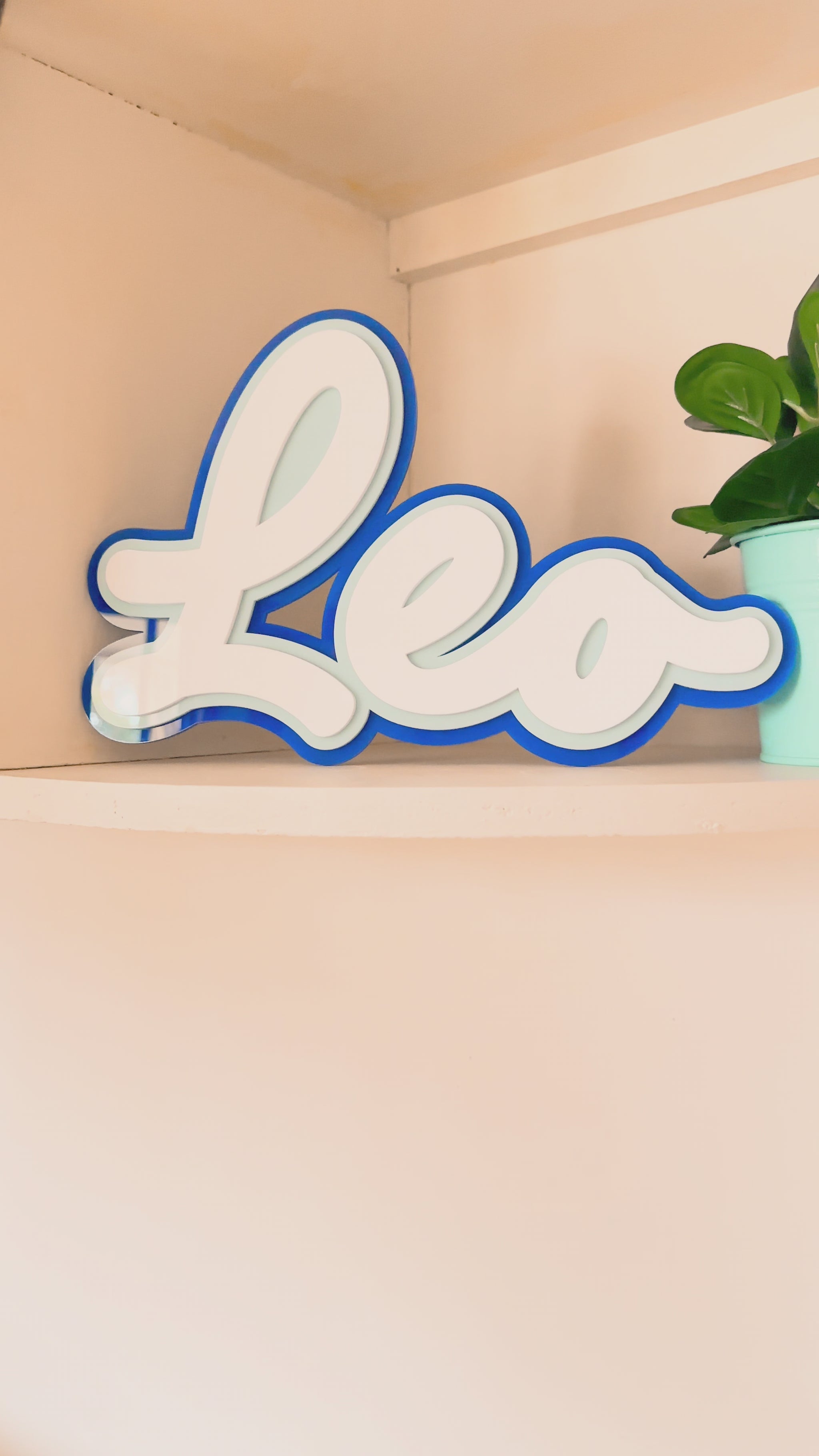 Kids room nursery decorative wall name sign, triple layered acrylic, wall decor